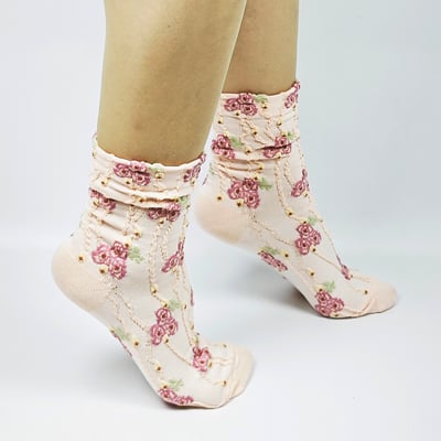 AKIBO秋日森語花影中筒襪(三件組)-女款