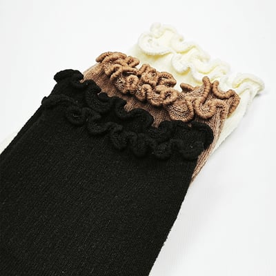 AKIBO氣質捲邊短筒襪(三件組)-女款2