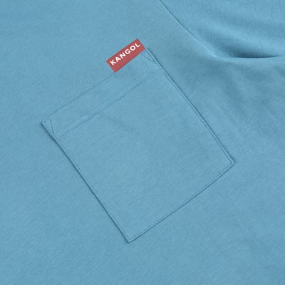 KANGOL中性微落肩口袋短T-藍4