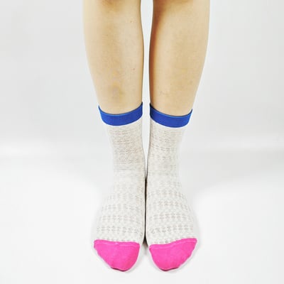 AKIBO甜心撞色中筒襪(兩件組)-女款