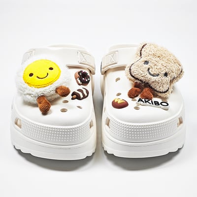 AKIBO開心早餐款洞洞鞋扣(五件組)