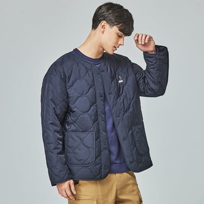 KANGOL袋鼠水波紋鋪棉外套-深藍2