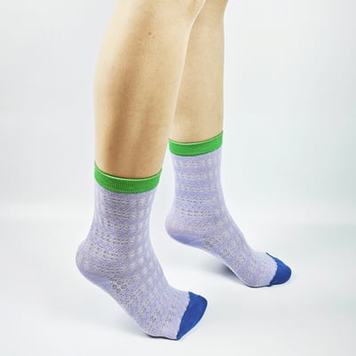 AKIBO繽紛撞色中筒襪(兩件組)-女款