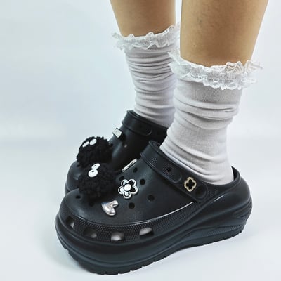 【買1送1】AKIBO老爹洞洞鞋-經典黑(女款、7公分厚底增高、寬楦、輕量、兩穿、防水) / 內附AKIBO品牌鞋扣1個。現在買再送鞋扣組(不挑款)13