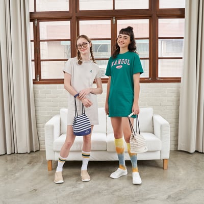 KANGOL袋鼠條紋水桶包-藍4