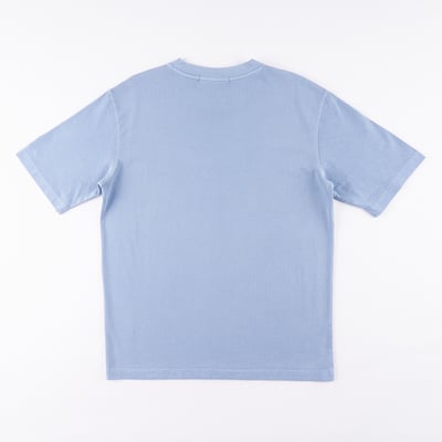 KANGOL中性寬版水洗短T-藍2