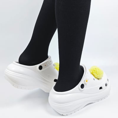 【買1送1】AKIBO老爹洞洞鞋-牛奶白(女款、7公分厚底增高、寬楦、輕量、兩穿、防水) / 內附AKIBO品牌鞋扣1個。現在買再送鞋扣組(不挑款)12