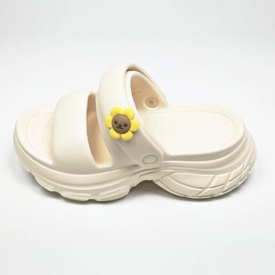 【買1送1】AKIBO澎澎雙帶厚底涼鞋-牛奶白(女款、5公分厚底增高、雲朵感、輕量、兩穿、防水) / 內附AKIBO品牌鞋扣1個。現在買再送鞋扣組(不挑款)16