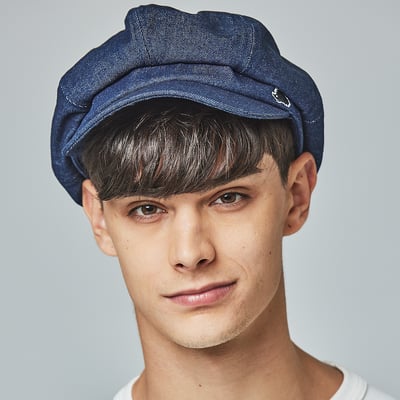 SCANDINAVIAN FOREST北歐小刺蝟水洗刺繡丹寧報童帽-牛仔深藍2