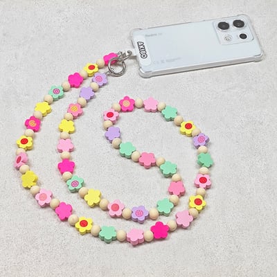 AKIBO花漾甜心包包手機掛繩-多彩(女款、木質) / 內附AKIBO品牌手機掛片1個5