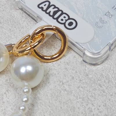 AKIBO雅緻珍珠包包手機掛繩-牛奶白(女款、珍珠)  / 贈送AKIBO耐磨手機掛片1個5