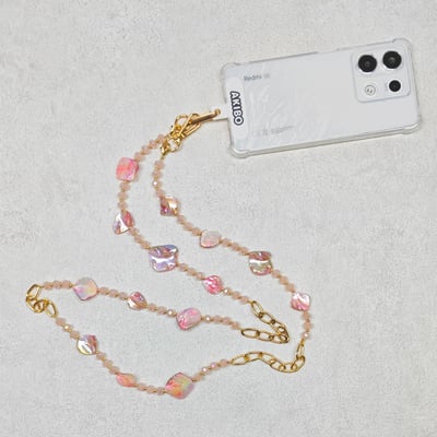 AKIBO森系琉璃包包手機掛繩-櫻花粉(中性款、琉璃) / 內附AKIBO品牌手機掛片1個4