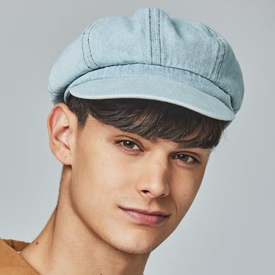 SCANDINAVIAN FOREST北歐小刺蝟水洗刺繡丹寧報童帽-水洗牛仔藍