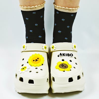 【買1送1】AKIBO老爹洞洞鞋-奶油白(女款、7公分厚底增高、寬楦、輕量、兩穿、防水) / 內附AKIBO品牌鞋扣1個。現在買再送鞋扣組(不挑款)10