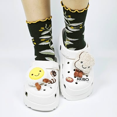 AKIBO開心早餐款洞洞鞋扣(五件組)