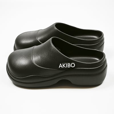 【買1送1】AKIBO清新穆勒鞋-經典黑(女款、輕量、耐走、防水) / 內附AKIBO品牌鞋扣1個。現在買再送鞋扣組(不挑款)4