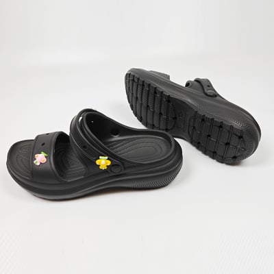 【買1送1】AKIBO千層洞洞鞋-經典黑(女款、耐走、兩穿、防水) / 內附AKIBO品牌鞋扣1個。現在買再送鞋扣組(不挑款)7