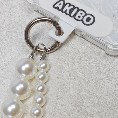 AKIBO兩接珍珠包包手機掛繩-牛奶白(女款、珍珠)  / 內附AKIBO品牌手機掛片1個6