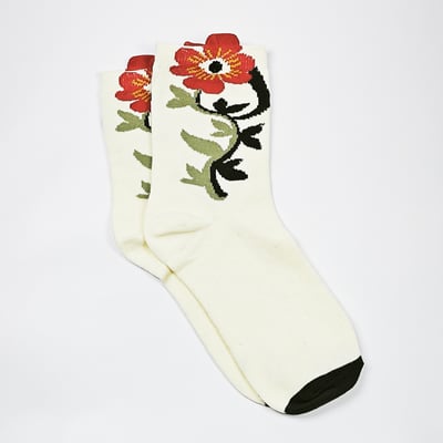 AKIBO森系春木花語中筒襪(三件組)-女款4