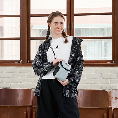 KANGOL水洗尼龍小側包-藍2