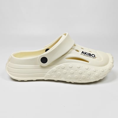 【買1送1】AKIBO戶外機能洞洞鞋-牛奶白(中性款、寬楦、雲朵感、輕量、兩穿、防水) / 內附AKIBO品牌鞋扣1個。現在買再送鞋扣組(不挑款)15