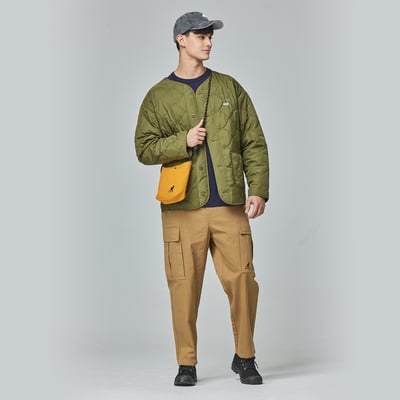 KANGOL袋鼠水波紋鋪棉外套-軍綠5