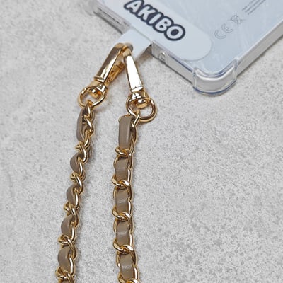 AKIBO魅力鍊條包包手機掛繩-奶油白(女款、金屬) / 內附AKIBO品牌手機掛片1個6