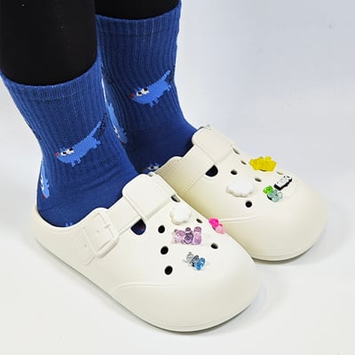 【買1送1】AKIBO布丁洞洞鞋-牛奶白(女款、寬楦、雲朵感、輕量、耐走、防水) / 內附AKIBO品牌鞋扣1個。現在買再送鞋扣組(不挑款)11