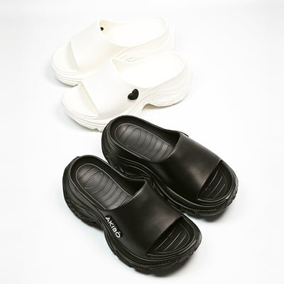 【買1送1】AKIBO韓系動感厚底涼鞋-牛奶白(女款、5公分厚底增高、輕量、防水) / 內附AKIBO品牌鞋扣1個。現在買再送鞋扣組(不挑款)21