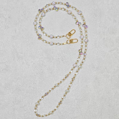 AKIBO巴洛克彩珠包包手機掛繩-薄霧紫(女款、水晶) / 內附AKIBO品牌手機掛片1個3