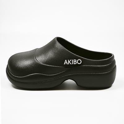 【買1送1】AKIBO清新穆勒鞋-經典黑(女款、輕量、耐走、防水) / 內附AKIBO品牌鞋扣1個。現在買再送鞋扣組(不挑款)12