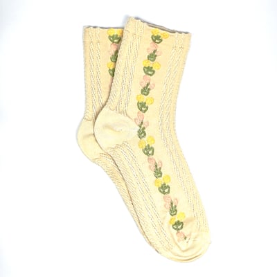 AKIBO森系花語中筒襪(三件組)-女款