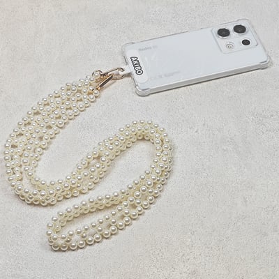 AKIBO星光珠環包包手機掛繩-牛奶白(女款、珍珠) / 內附AKIBO品牌手機掛片1個4