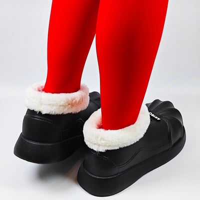 【買1送1】AKIBO毛毛洞洞短靴-經典黑(女款、4公分厚底增高、雲朵感、輕量、保暖) / 內附AKIBO品牌鞋扣2個。現在買再送鞋扣組(不挑款)14