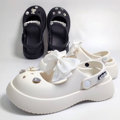 【買1送1】AKIBO瑪莉珍洞洞鞋-牛奶白(女款、4.5公分厚底增高、雲朵感、輕量、兩穿、防水)  / 內附AKIBO品牌鞋扣1個。現在買再送鞋扣組(不挑款)16