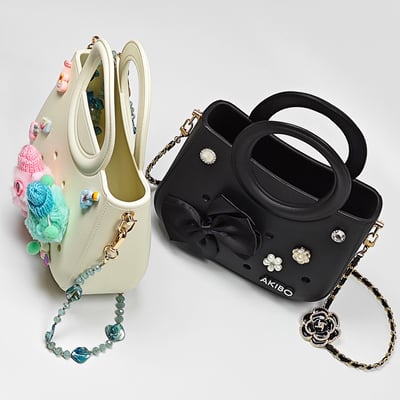 【買1送1】AKIBO滿月包-經典黑/波西米亞彩珠背帶(肩背手提洞洞包。中性款、輕量、防水) / 內附AKIBO品牌鞋扣1個。現在買再送鞋扣組(不挑款)13