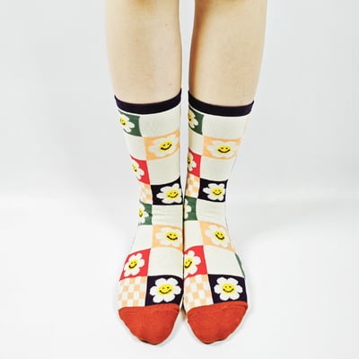 AKIBO花漾幾何中筒襪(兩件組)-中性款