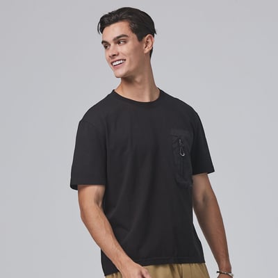 KANGOL中性寬版口袋T-黑3