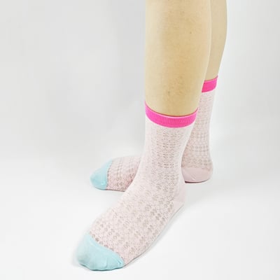 AKIBO甜心撞色中筒襪(兩件組)-女款