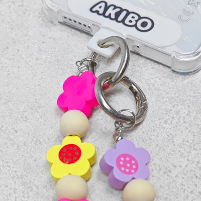 AKIBO花漾甜心包包手機掛繩-多彩(女款、木質) / 內附AKIBO品牌手機掛片1個6