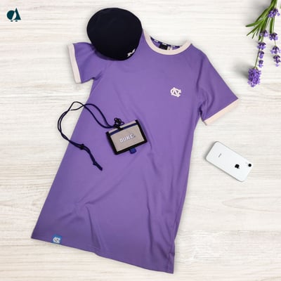 NCAA北卡羅來納大學UNC經典Logo拉克蘭袖洋裝-紫12