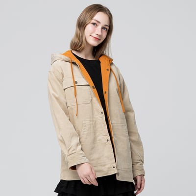 KANGOL袋鼠中性雙面燈芯絨防潑水外套-卡其(男女共款)3