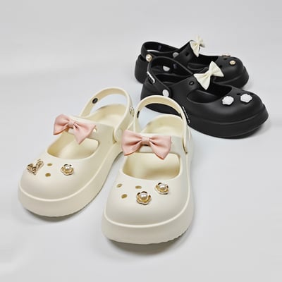 【買1送1】AKIBO瑪莉珍洞洞鞋-經典黑(女款、4.5公分厚底增高、雲朵感、輕量、兩穿、防水) / 內附AKIBO品牌鞋。現在買再送鞋扣組(不挑款)扣1個20