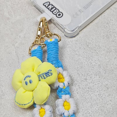 AKIBO手工編織花朵包包手機掛繩-薄荷藍(女款、編織) / 內附AKIBO品牌手機掛片1個6