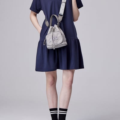 NCAA紐約大學NYU經典Logo水桶包-灰2