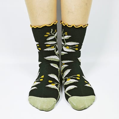 AKIBO森系春木花語中筒襪(三件組)-女款10