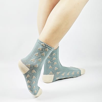 AKIBO森系花語中筒襪(三件組)-女款