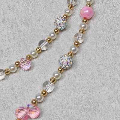 AKIBO巴洛克彩珠包包手機掛繩-櫻花粉(女款、水晶) / 內附AKIBO品牌手機掛片1個7