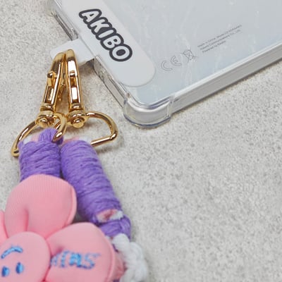 AKIBO手工編織花朵包包手機掛繩-丁香紫(女款、編織) / 內附AKIBO品牌手機掛片1個5