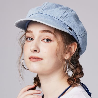 SCANDINAVIAN FOREST北歐小刺蝟水洗刺繡丹寧報童帽-水洗牛仔藍